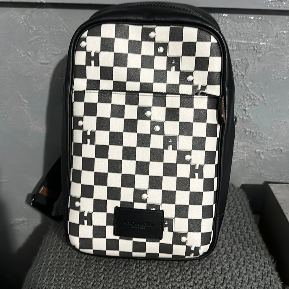 Coach Black and White Checkered Messenger Bag